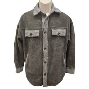 Buckle BKE S grunge Gray Fleece Button Down Shacket Jacket Long Sleeve warm